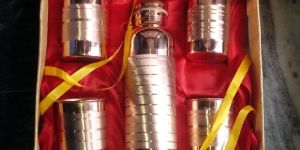 Silver Touch Copper Bottle 4glass Gift Set