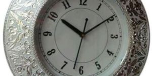 Silver Round Wall Clock