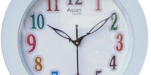 White & Blue Round Wall Clock