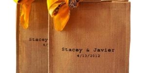 Wooden Oval Shape Cane Handle Jute Wedding Bag