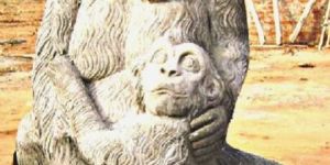 Cement Chimpanzee Statue