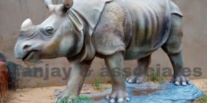 Cement Rhinoceros Statue