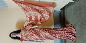 Pure Mulmul Cotton Discharge Buta Print Saree