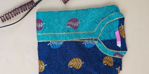 Turquoise & Blue Straight Kurta with Gold Lace.