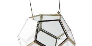 Gold Clear Glass Steel Lantern