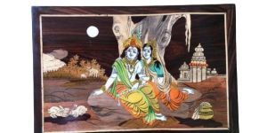 Wooden Radha Krishna Wall Hanging