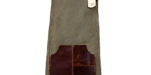 Men Women Pocket Welding Leather Chef Kitchen Apron