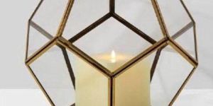 Hexagon Brass Candle Holder