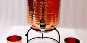 Copper Water Tank with 2 Glasses