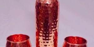 Hammered Copper Bottle and Glasses Set