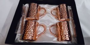 Hammered Copper Mug Set