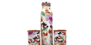 Printed Copper Bottle and Glass Set