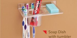 Plastic Soap Dish with Tumbler Holder