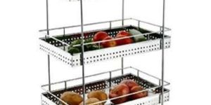 3 Layers Perforated Steel Kitchen Trolley
