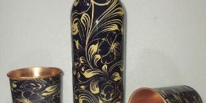 Printed Copper Bottle and Glass Set