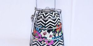 Vibrant Black Hand Painted Tier Tiffin Box