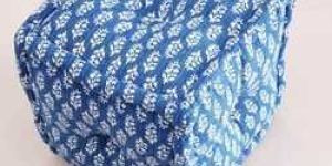 Traditional Square Indigo Ottoman Pouf