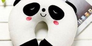 Black Cotton Printed Travel Pillow