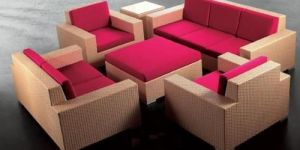 Red Rattan Sofa Set