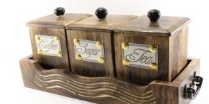 Wooden Coffee Container Set