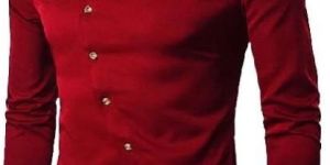 Mens Maroon Plain Shirt