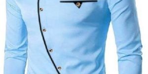 Mens Sky Blue Cotton Kurta