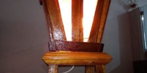 V Shaped Wooden Himalayan Salt Lamp