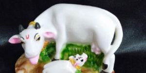 Fiber Cow Calf Statue