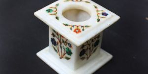 Handcrafted Square Marble Pen Holder