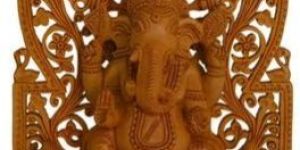 Wooden Jali Ganesh Statue