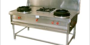 Stainless Steel Chinese Double Burner Cooking Range