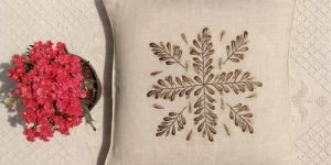 Embroidered Linen Cushion