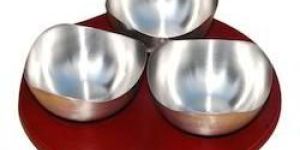 Round Wooden Tray Bowl Set