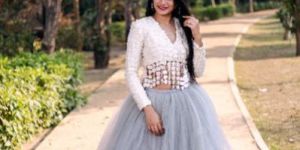 White Grey Lehenga