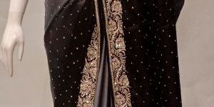 Grey with Black Shaded Satin Saree Saree