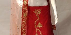 Maroon Silk with Net Dupatta Border Lehenga Choli