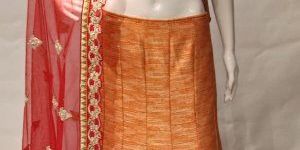 Orange Dupion Silk Lehenga Choli