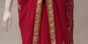 Pink Georgette Saree