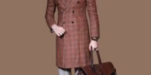 Orange Windowpane Overcoat