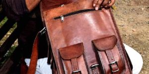Handcrafted Brown Leather Backpack