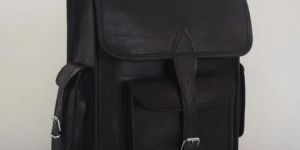 Handcrafted Leather Black Backpack