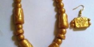 Hand made Terracotta Golden Jewellery Necklace set.