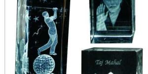 Graphic Engraved Crystal Trophy