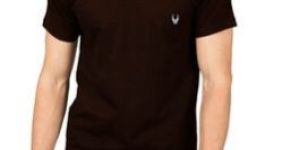 Mens Brown Round Neck T-Shirt