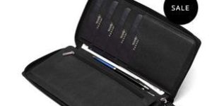 Mens Grey Leather Passport Holder