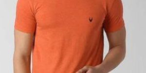 Mens Orange Round Neck T-Shirt
