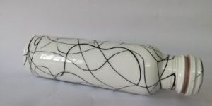 White Black Lined Copper Bottle
