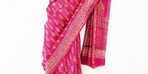 Chanderi Silk Hand Block Printed Saree