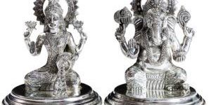 Silver Lakshmi Ganesh Ji Idol