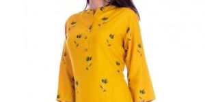 Yellow Printed Tops